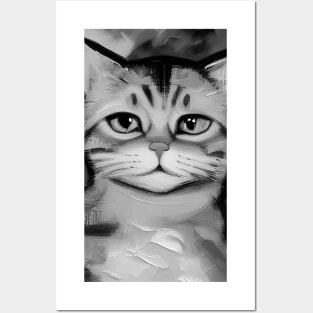 Cat Portrait (Black and White) Posters and Art